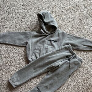 Fear of God Essentials Kids Gray Joggers and Hoodie